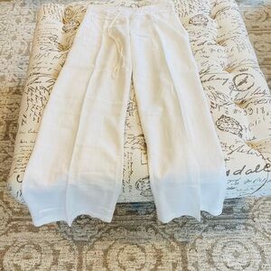 White linen pants. Low waist. Wide leg. Great condition.